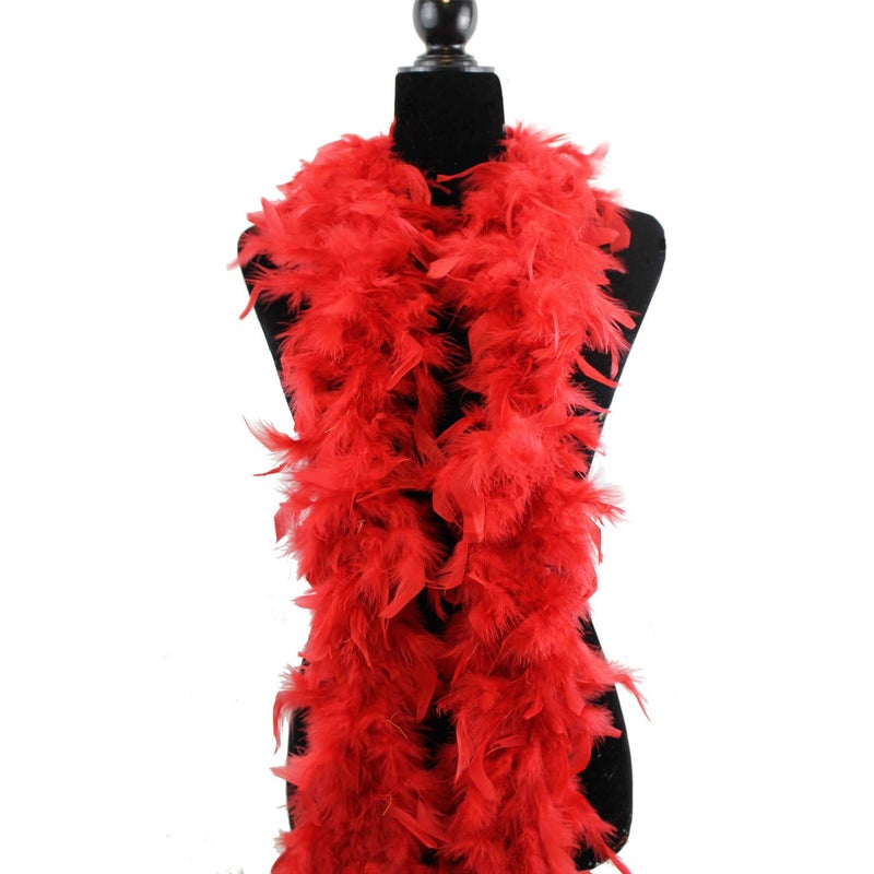 Fukang Feather Turkey Chandelle Feather Boa - 40 Gram 2Yards (Red) - Image 1